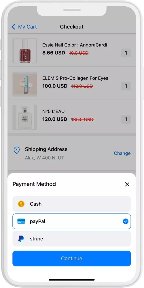 Beauty Cosmetics checkout ios