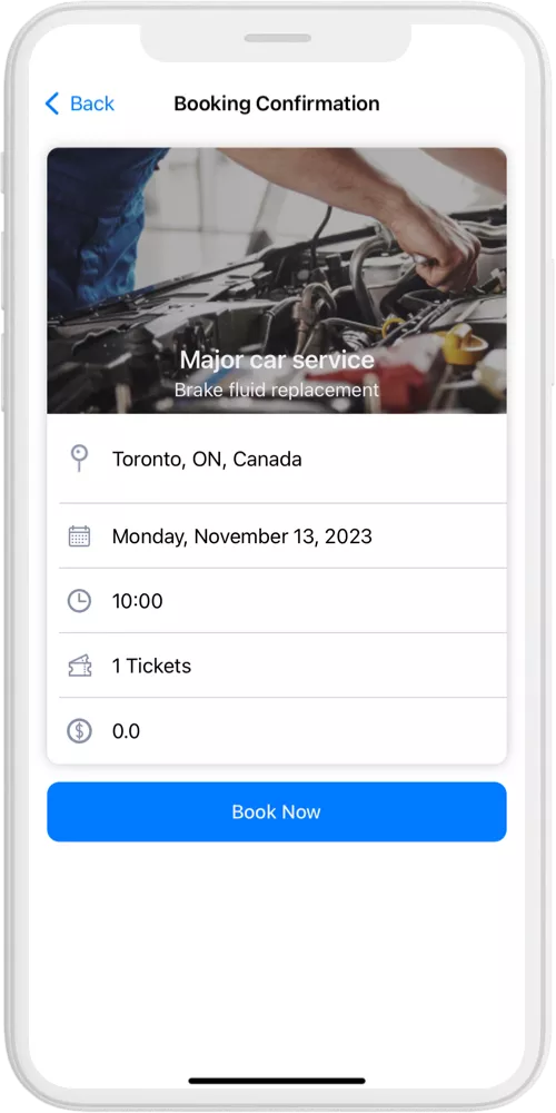 car service confirmation ios