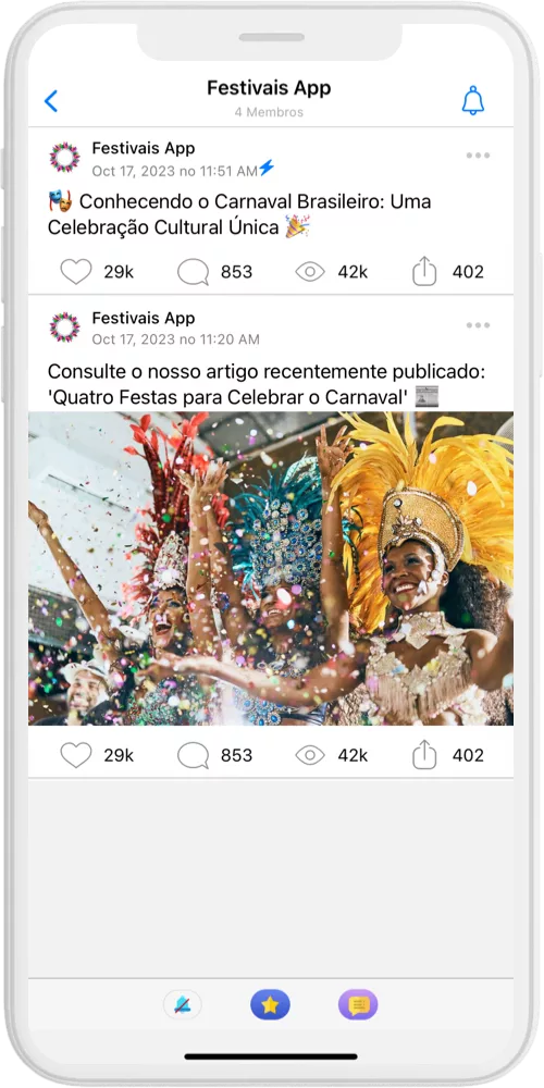 festivais app feed ios