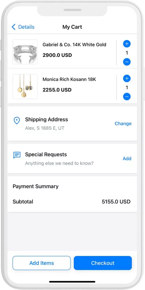 Jewerly Store cart ios