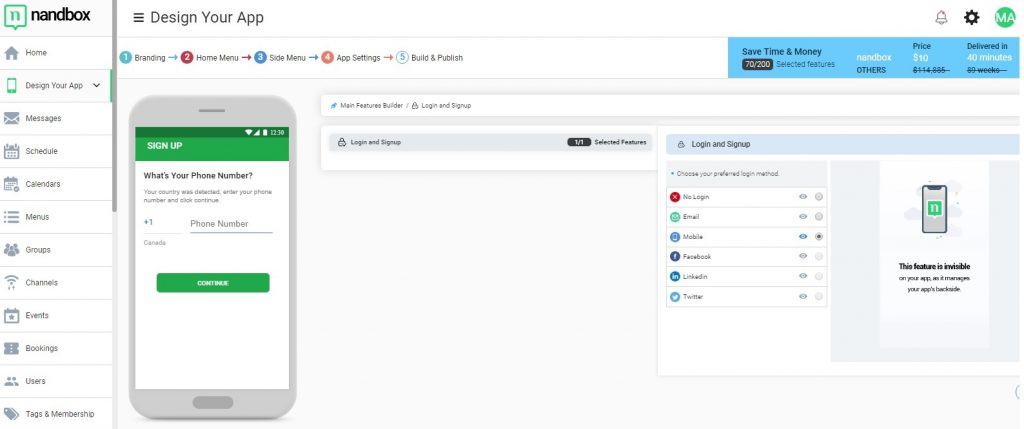 Choose how you want your users to register for your app.