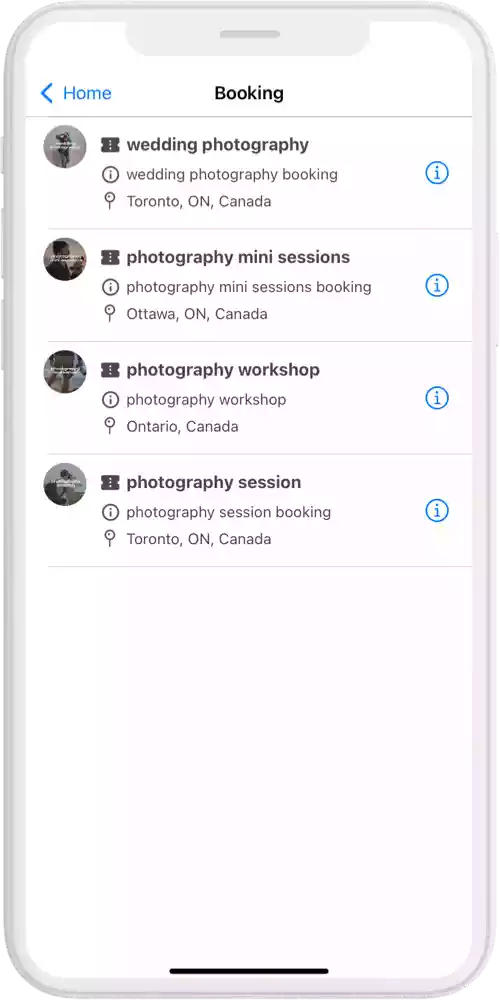 photography app booking