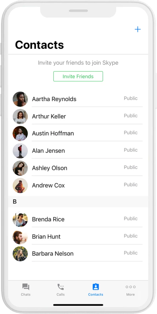skype contacts iOS